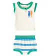 Bobo Choses Lucky Fish Cotton Top And Shorts Set In Multicoloured