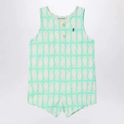 Bobo Choses Lucky Fish Green Water Romper In Multicolor