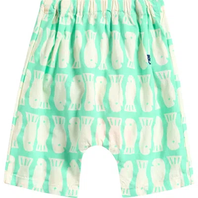Bobo Choses Babies'  Lucky Fish Organic Cotton Shorts In Light Green