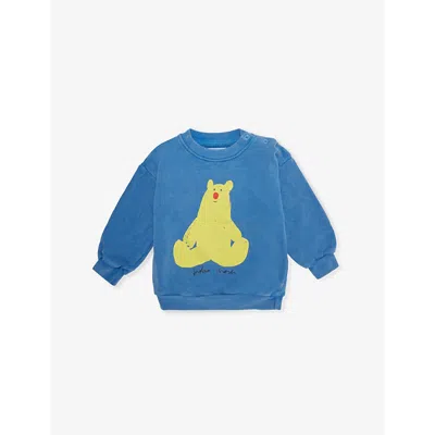 Bobo Choses Babies' Ar Crewneck Cotton Sweatshirt 12-24 In Blue