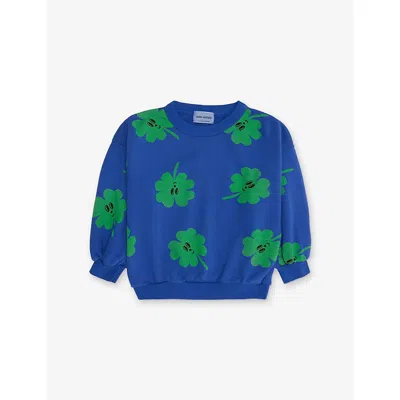 Bobo Choses Kids' Lue Lucky Clover-print Long-sleeve Cotton-jersey Sweatshirt 2 In Blue