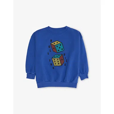 Bobo Choses Kids' Lue Roll The Dice Crewneck Cotton-jersey Sweatshirt 2 In Blue