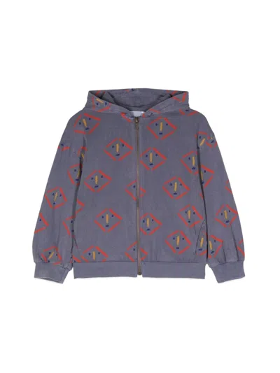 Bobo Choses Mini All Over Zipped Hoodie In Blue