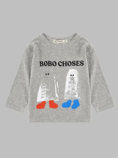 Bobo Choses Mini Booty Ghosts Unisex Baby T-shirt In Grey