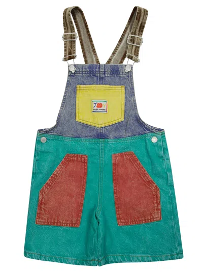Bobo Choses Mini Color Block Denim Overalls In Blu