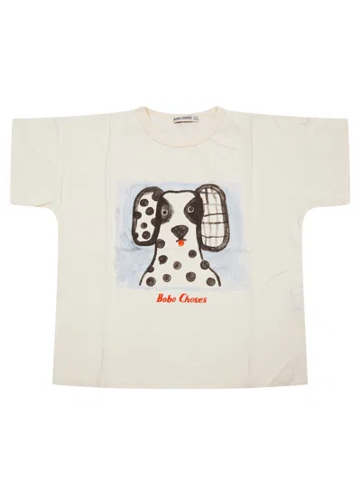 Bobo Choses Mini Dog Graphic T-shirt In Bianco