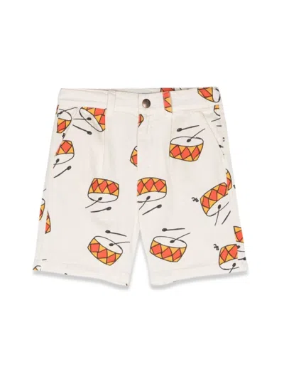 Bobo Choses Mini Drum Play Denim Bermuda Shorts In White