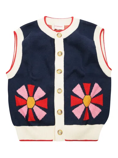 Bobo Choses Mini Gilet Sweater With Contrast Details In Blu