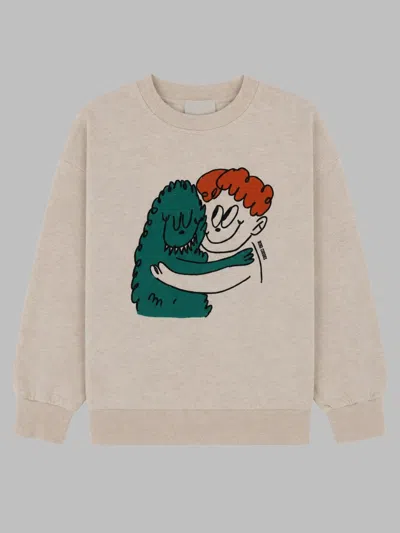 Bobo Choses Mini Hug Hairy Monster Sweatshirt In Beige