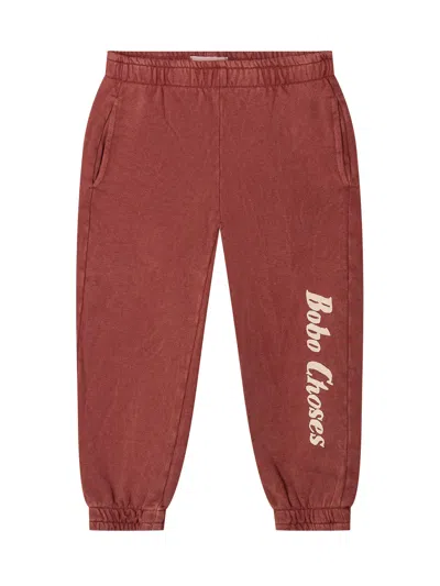 Bobo Choses Mini Jogging Trousers With Logo In Burgundy