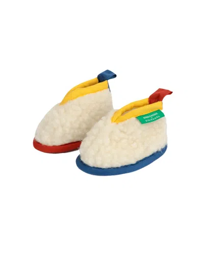 Bobo Choses Mini Leather And Wool Ankle Boots In White