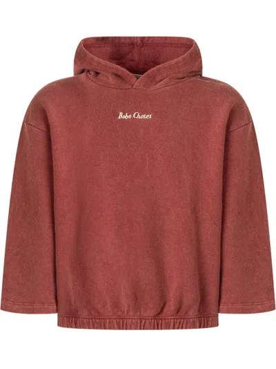 Bobo Choses Mini Logo Hoodie Sweatshirt In Brown