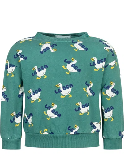Bobo Choses Mini Sweater T-shirt With Star Paint Design In Verde