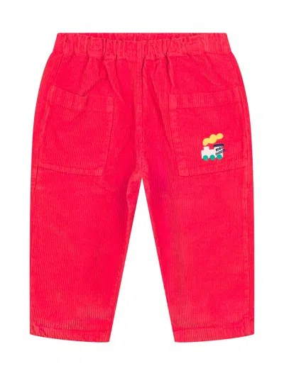 Bobo Choses Mini Trousers With Train Print In Rosso