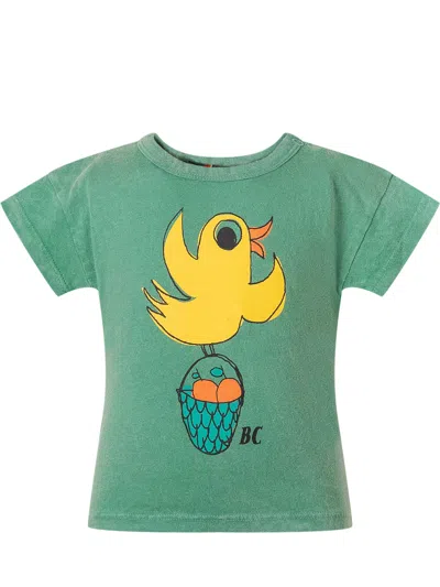 Bobo Choses Mini T-shirt With Fun Orange Prints In Green