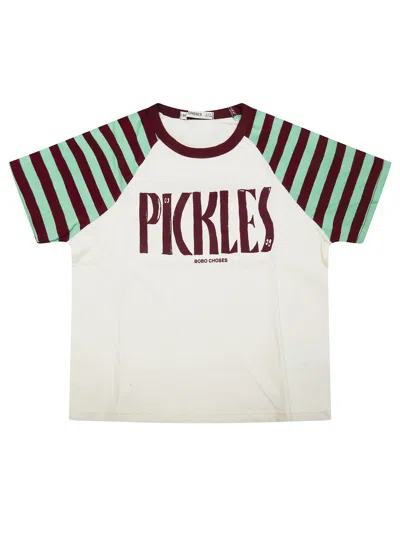 Bobo Choses Mini T-shirt With Fun Pickle Design In Beige