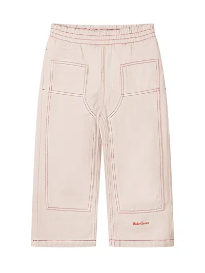 Bobo Choses Mini Twill Trousers With Pocket Detail In Pink