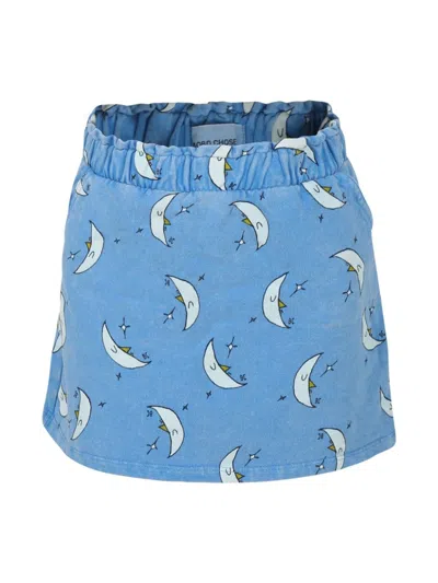 Bobo Choses Kids' Light Blue Skirt For Girl With Moon Print