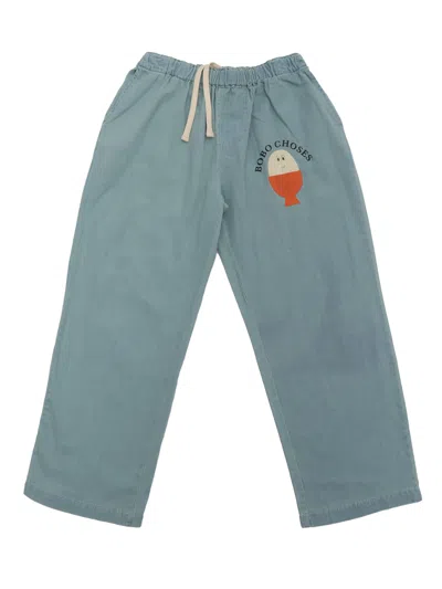 Bobo Choses Kids' Morning Egg Light Denim Pants In Blue