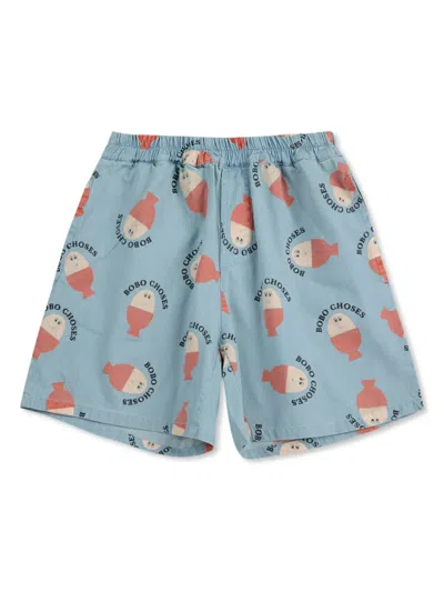 Bobo Choses Kids' Morning Egg Shorts In Light Blue