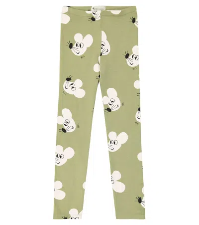 Bobo Choses Kids' Mouse Cotton-blend Jersey Leggings In Green
