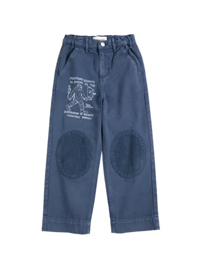 Bobo Choses Kids' Mr. Footish Knee-patch Trousers In Blue