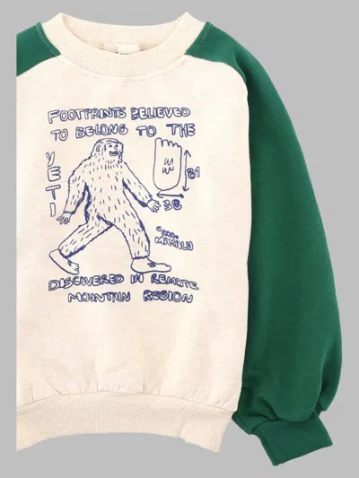 Bobo Choses Mr. Footish Raglan Sweatshirt For Kids In White