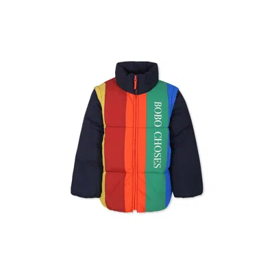 Bobo Choses Multicolor Down Jacket For Kids With Logo In Bunt