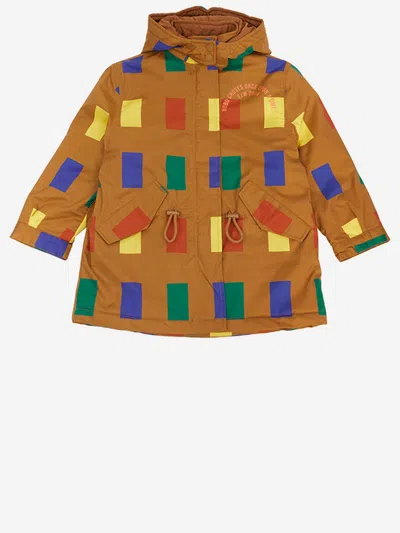Bobo Choses Multicolor Geometric Stretch Cotton Jacket In Brown