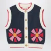 Bobo Choses Floral-buttoned Gilet In Blue