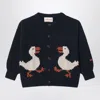 Bobo Choses Navy Blue La Oca Cardigan In Black
