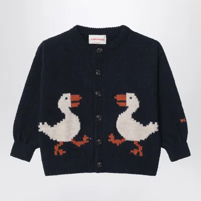 Bobo Choses Navy Blue La Oca Cardigan In Black