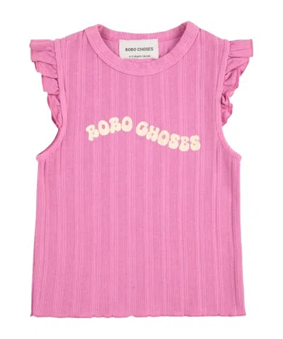 Bobo Choses Kids' Pink Tank Top For Girl With Logo