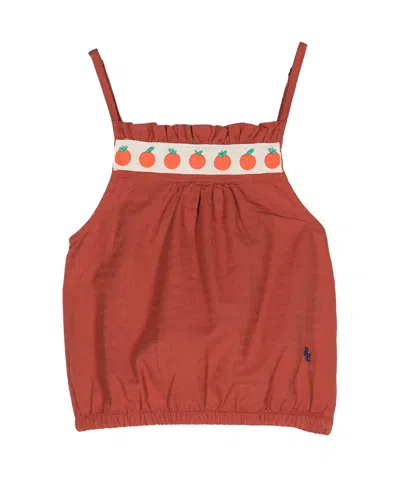 Bobo Choses Kids' Orange-embroidered Tank Top In Brown