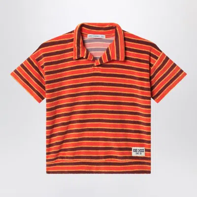 Bobo Choses Orange Striped Terry Polo Shirt
