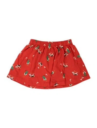 Pre-owned Bobo Choses Babies' Organic Cotton Red And Multicolor Patterned Skirt With Elastic Waist