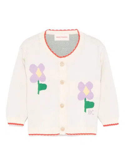 Bobo Choses Babies' Pansy Flower Cardigan In 中性色