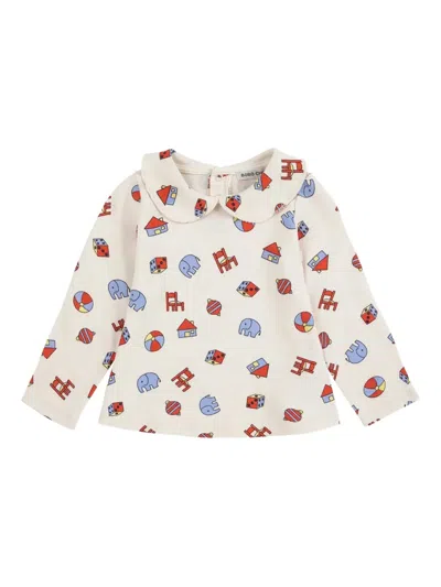 Bobo Choses Babies' Peter Pan Collar Toy-print Top In White