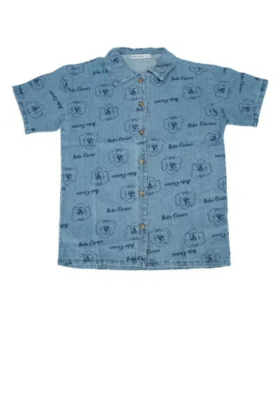 Bobo Choses Pickle The Dog All Over Denim Shirt In Blue