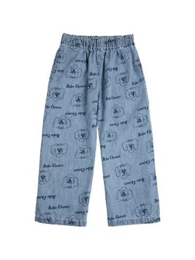 Bobo Choses Kids' Pickles The Dog Elasticated Printed Jeans In Blue