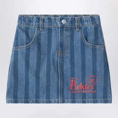 Bobo Choses Pickles The Dog Striped Denim Mini Skirt In Blue