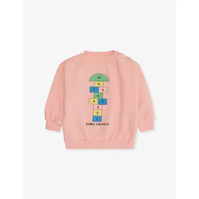 Bobo Choses Babies' Pink Hopscotch Crewneck Cotton-jersey Sweatshirt 6-24