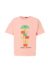 Bobo Choses Pink T-shirt For Girl With A Hopscotch Print In Neutral