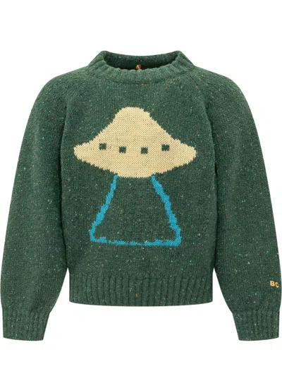Bobo Choses Pixel Abduction Jacquard Sweater In Green