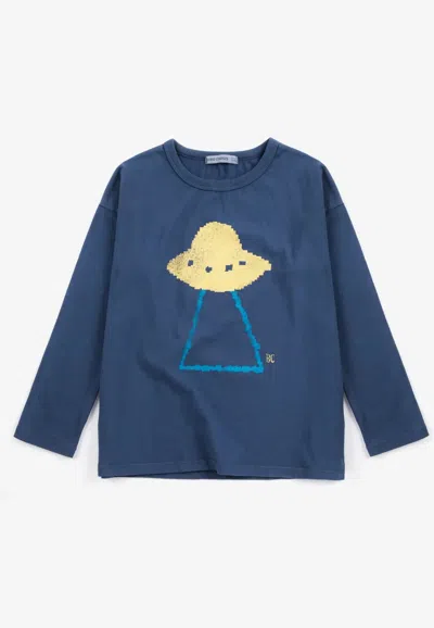 Bobo Choses Kids' Pixel Abduction Long-sleeve T-shirt In Blue
