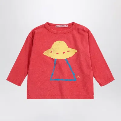 Bobo Choses Pixel Abduction Organic Cotton Unisex T-shirt In Red