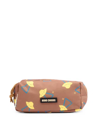 Bobo Choses Kids' Pixel Abduction Pencil Case In Brown