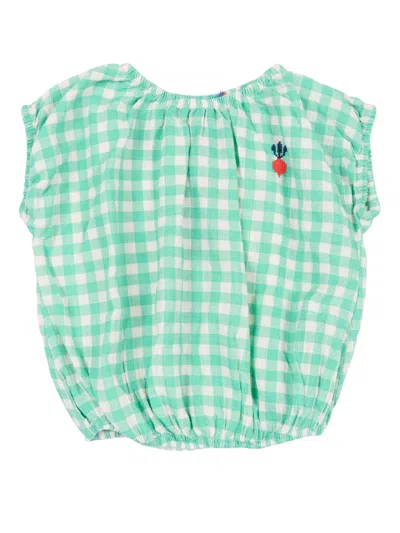 Bobo Choses Pixel Sugar Beet Vichy Woven Blouse In Green