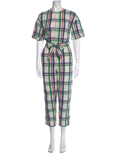 Pre-owned Bobo Choses Plaid Print Crew Neck Jumpsuit In Multi