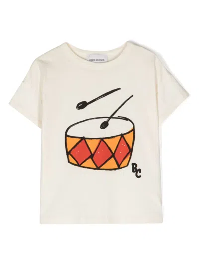 Bobo Choses Kids' Play The Drum Cotton T-shirt In Neutrals